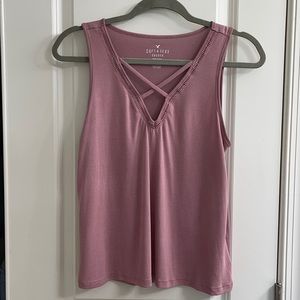 Dusty Pink Tank With Cris Cross Front